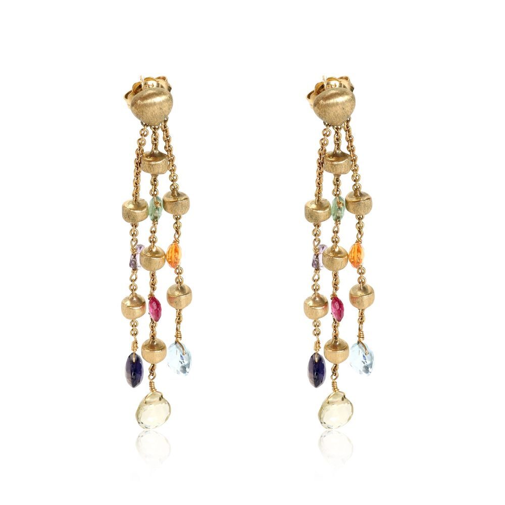 Marco Bicego Paradise 3 Strand Mixed Gemstone Earring in 18k Yellow Gold